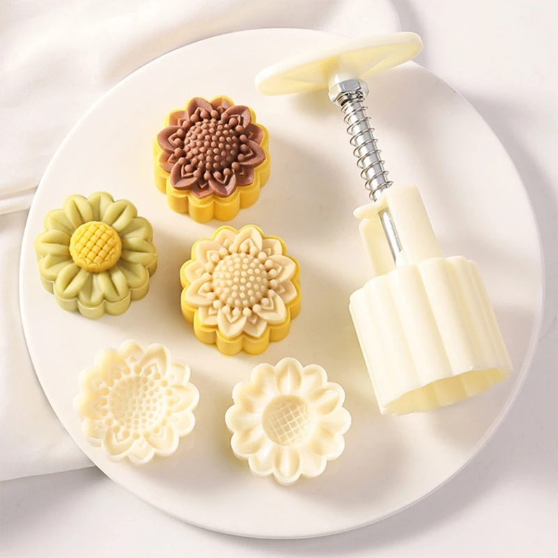 Cookie Stamps Sunflowers Mooncake Mold Hand-Pressure Mooncake Makers