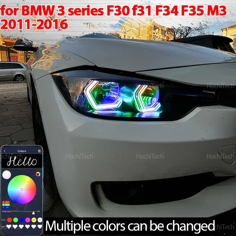 

For BMW 3 Series F30 F31 F34 F35 M3 2011-16 RGB Dynamic Revolving Angel Eyes LED APP control Sequential Flowing Multicolor Rings