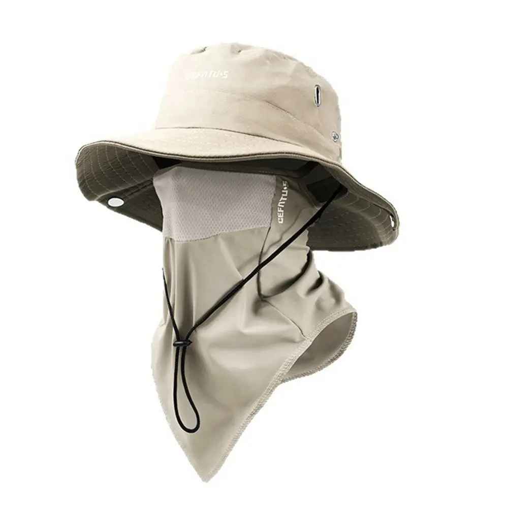 

New Sun-Protective Fisherman's Face Covering Breathable Adjustable Fisherman Hat with Detachable Face Mask Unisex