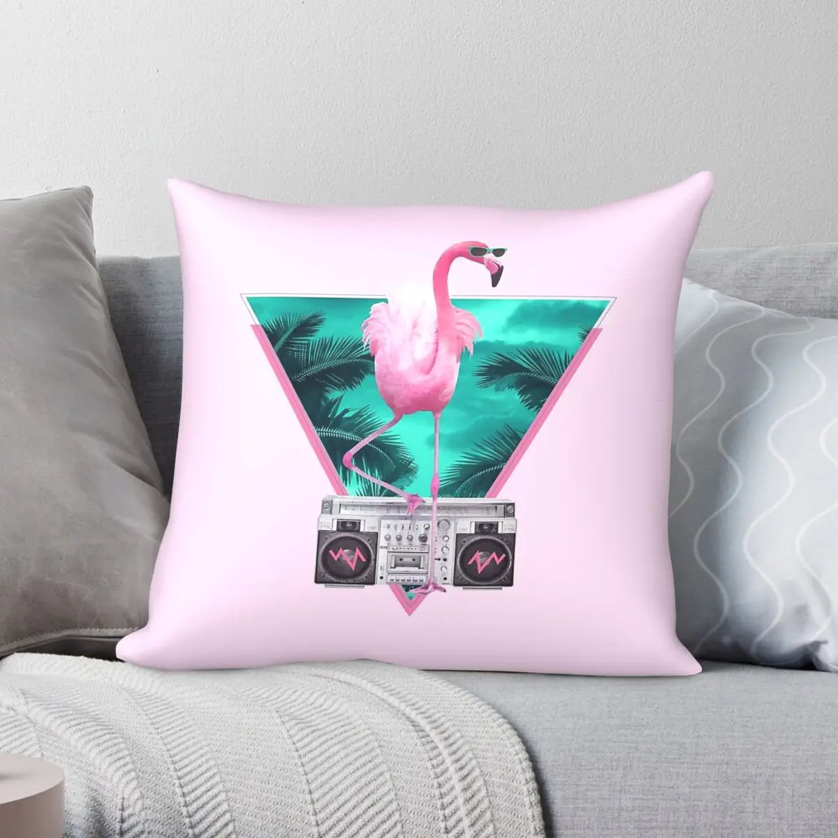 Miami Flamingo Pillowcase Polyester Linen Velvet Printed Zip Decor Home Cushion Cover