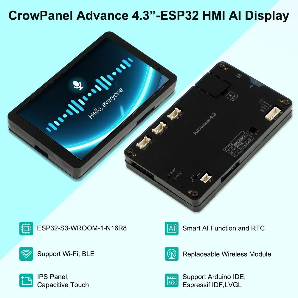 Hot Sale CrowPanel 4.3inch Advanced ESP32-S3 LVGL HMI 800x480 IPS Touch Screen - Free shipping