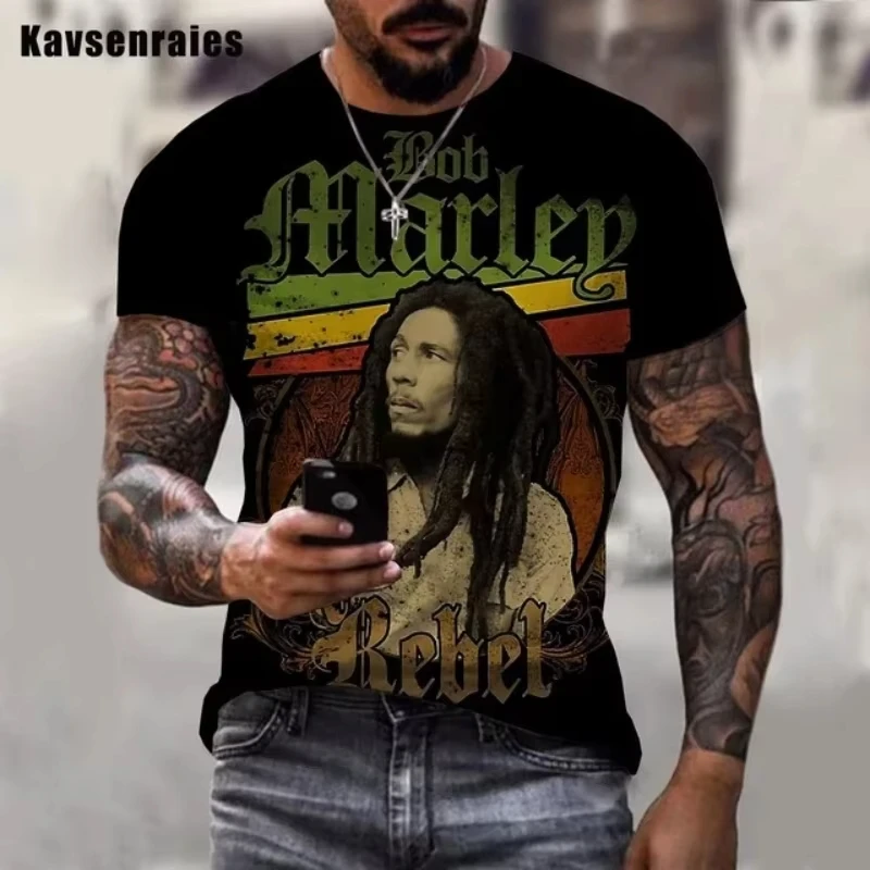 

Hot Summer/Fall Man Clothing 3d Printe Men Bob Marley Rock T-Shirt Fashion Loose Vintage Oversized Short Sleeve Top Fit Men