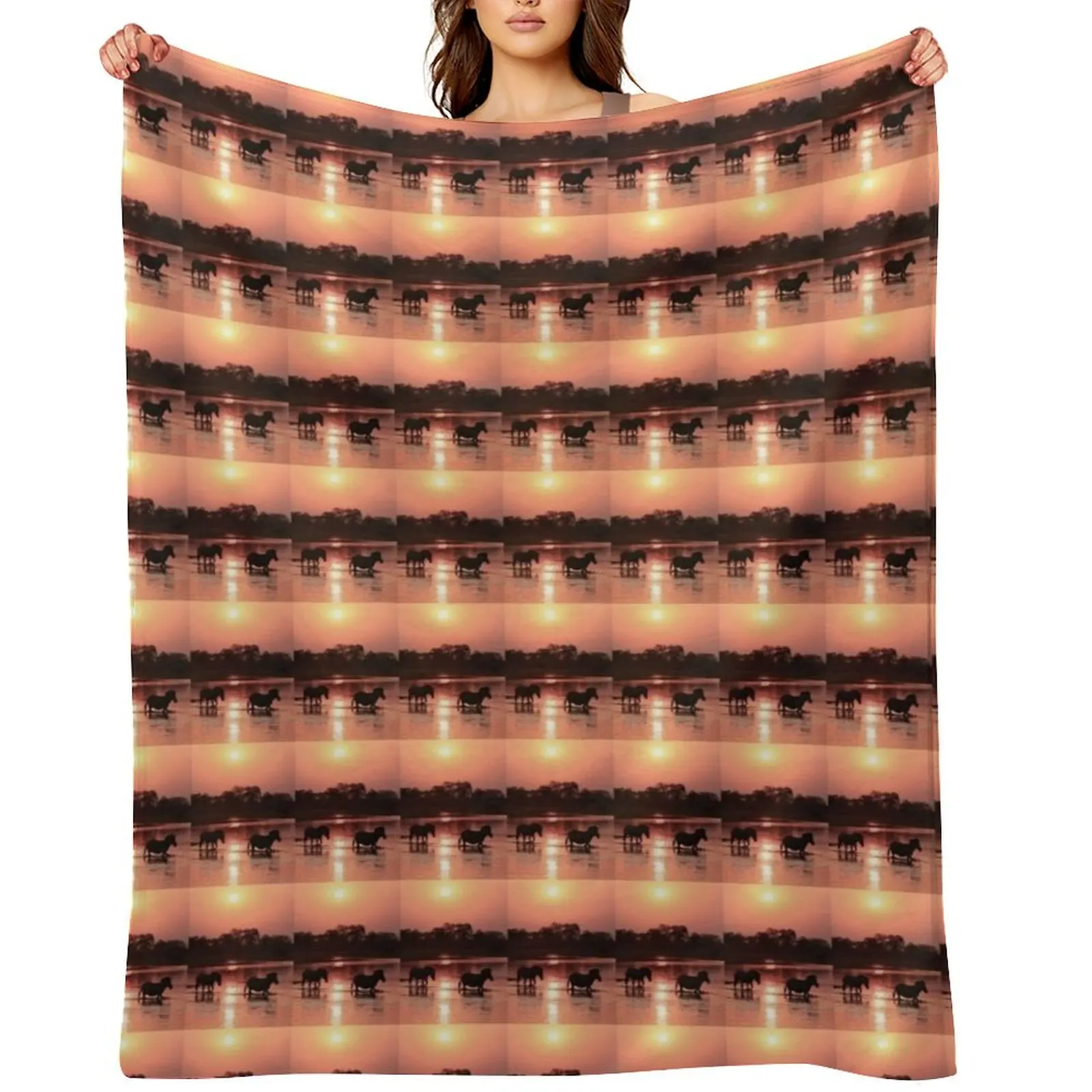 

Zebra Sunset Vertical Throw Blanket sofa bed Personalized Gift Plaid for babies Blankets