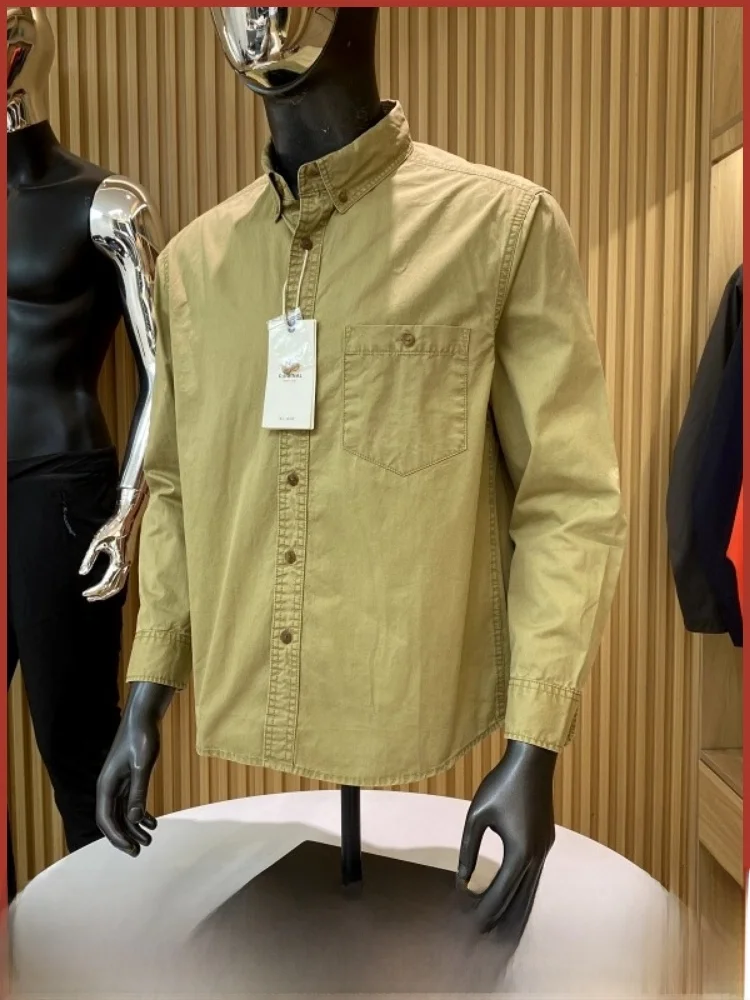 

Мужская длинная хлопковая рабочая одежда в стиле ретро, свободная повседневная одежда, однотонная модная уличная одежда на пуговицах в стиле ретро