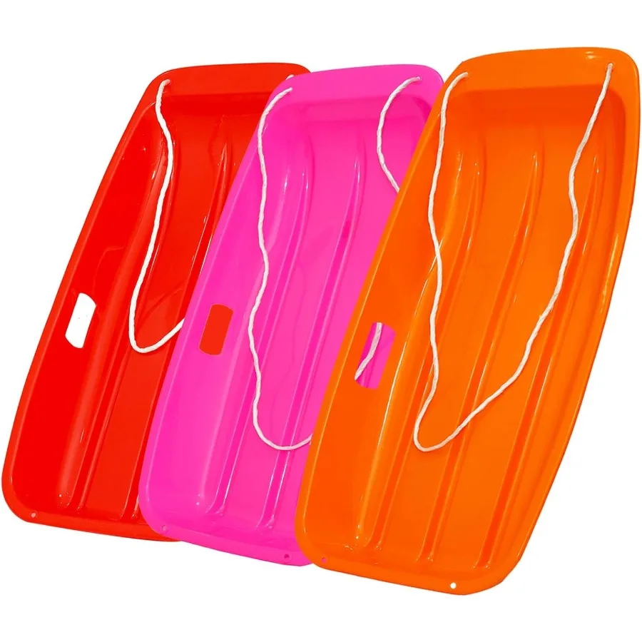 

35 Inch All-Season Snow Sled 2-Person Heavy Duty Plastic Toboggan with Pull Rope 2 Handles Reinforced Structure Wider and Thick