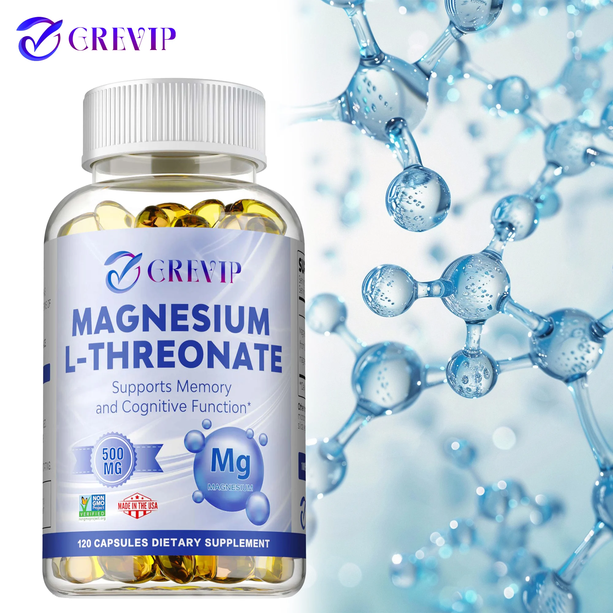 

Magnesium L-Threonate - Increased Energy, Promotes Brain Health, Enhanced Memory and Mental Clarity, Cognitive Function