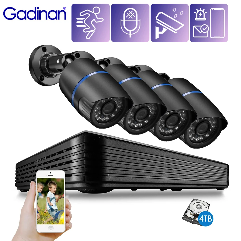 

Gadinan 4K 8MP POE NVR Kit 4CH 8CH Security System CCTV Audio Record IP Camera Outdoor Smart Home Video Surveillance Camera Set