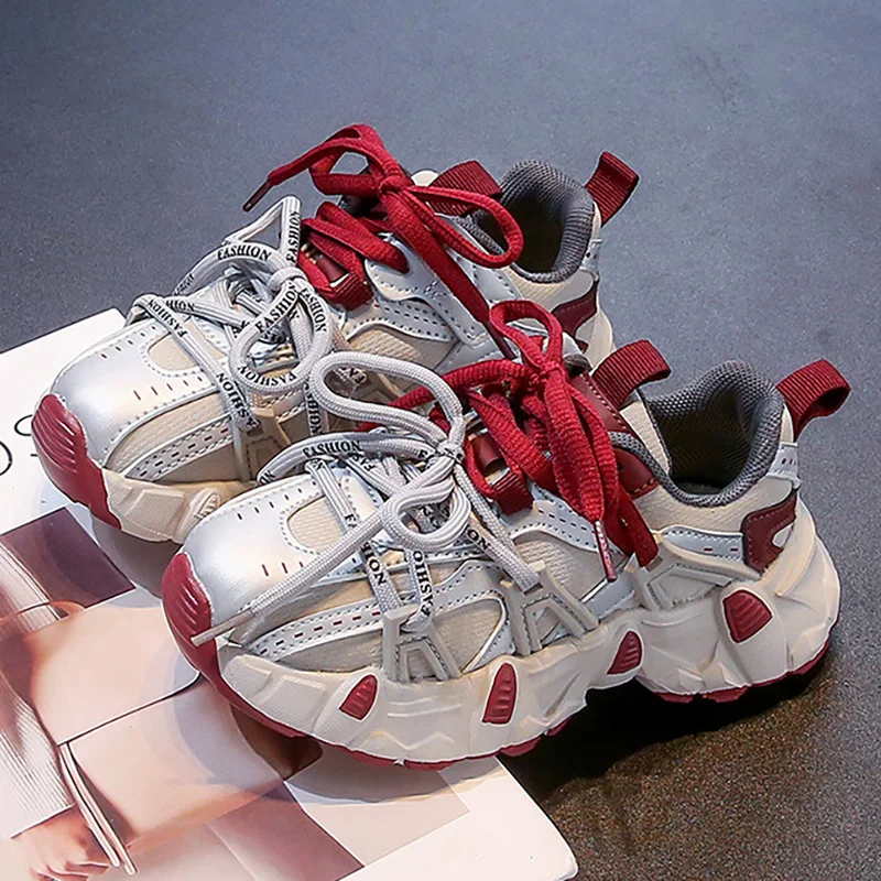 

Trend Fashion Children's Sport Shoes PU Leather Waterproof Teenager Kid's Sneakers Soft-soled Outdoor Running Shoes Boys Girls