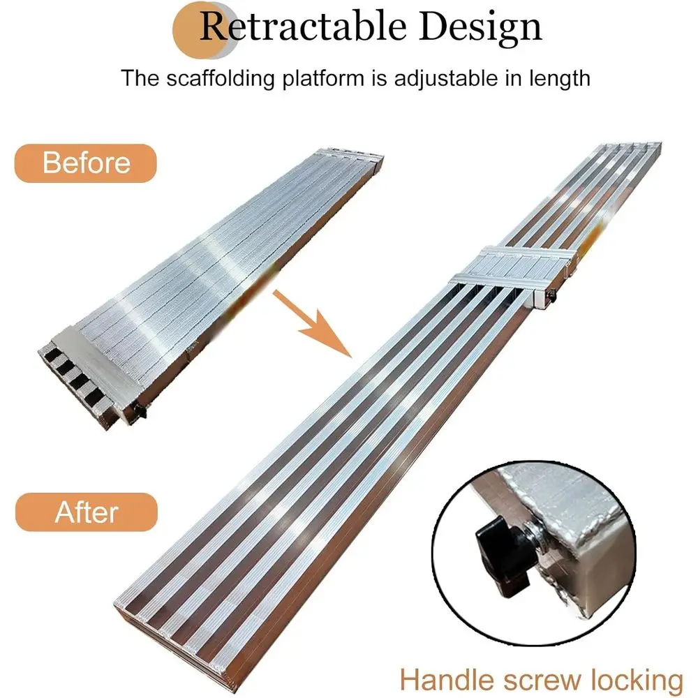 Adjustable Aluminum Scaffold Tower with Work Platform and Ladder Brace, Extends 4.9ft-8.7ft for Ceiling Work