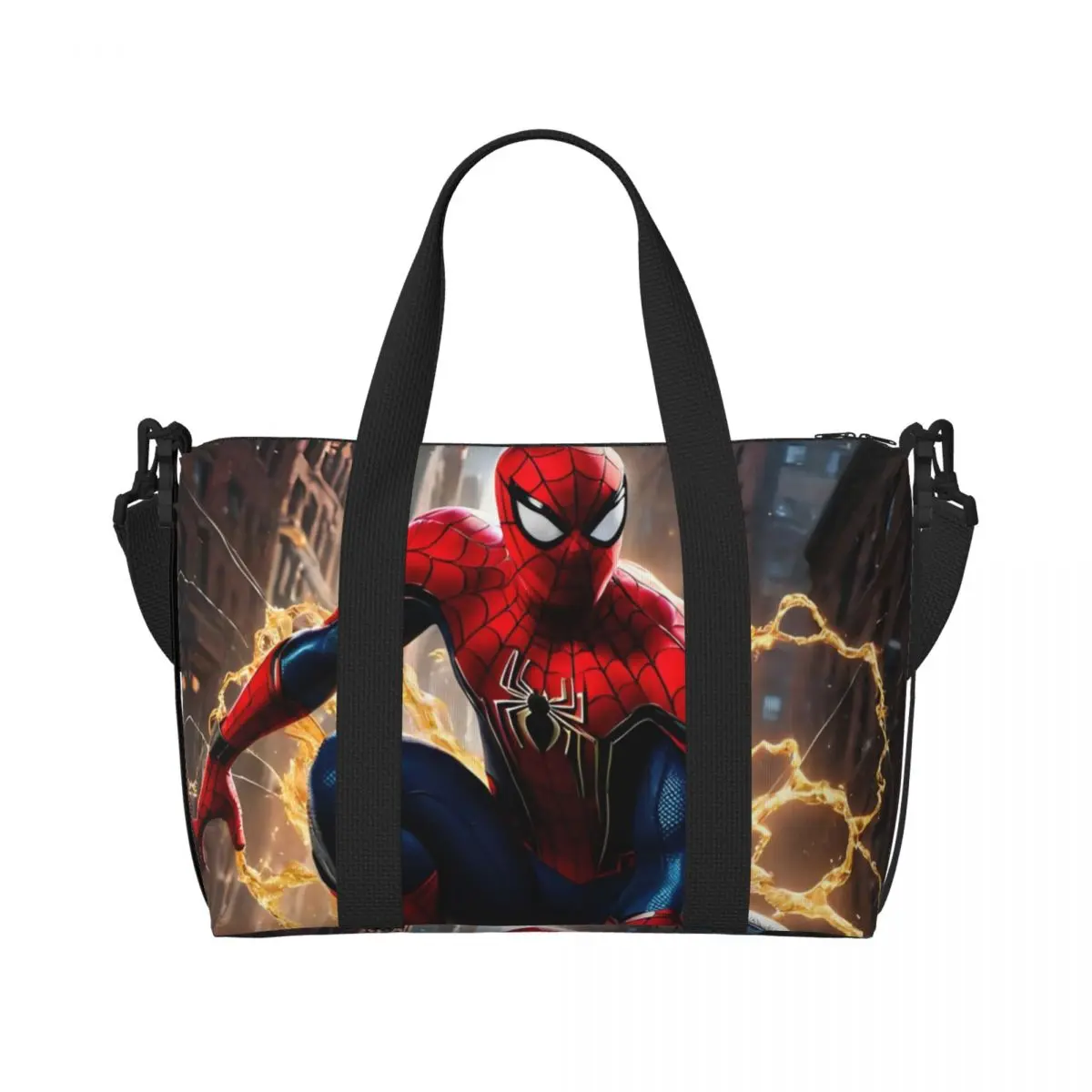 

Custom Spiderman Anime Hero Tote Bag Women Large Capacity Cartoon Printing Beach Gym Shoulder Travel Bag