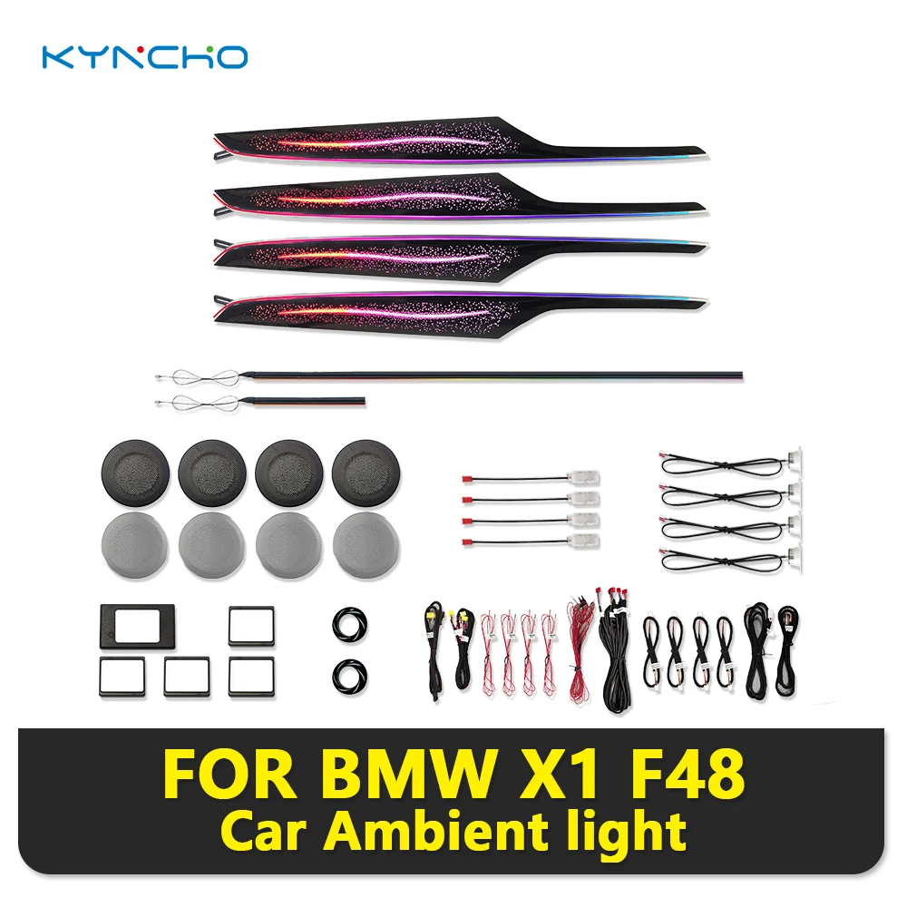 for BMW X1 F48 64 Colors LED Car Ambient Light Kit Dream color RGB Bluetooth App Control Symphony Auto Interior Lighting