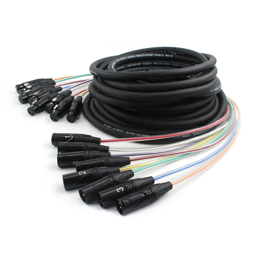 2 4 6 8 12 16 Channel Professional Multi-Media 3 Pin XLR Cable Male To Female Balanced Audio Extension Cord