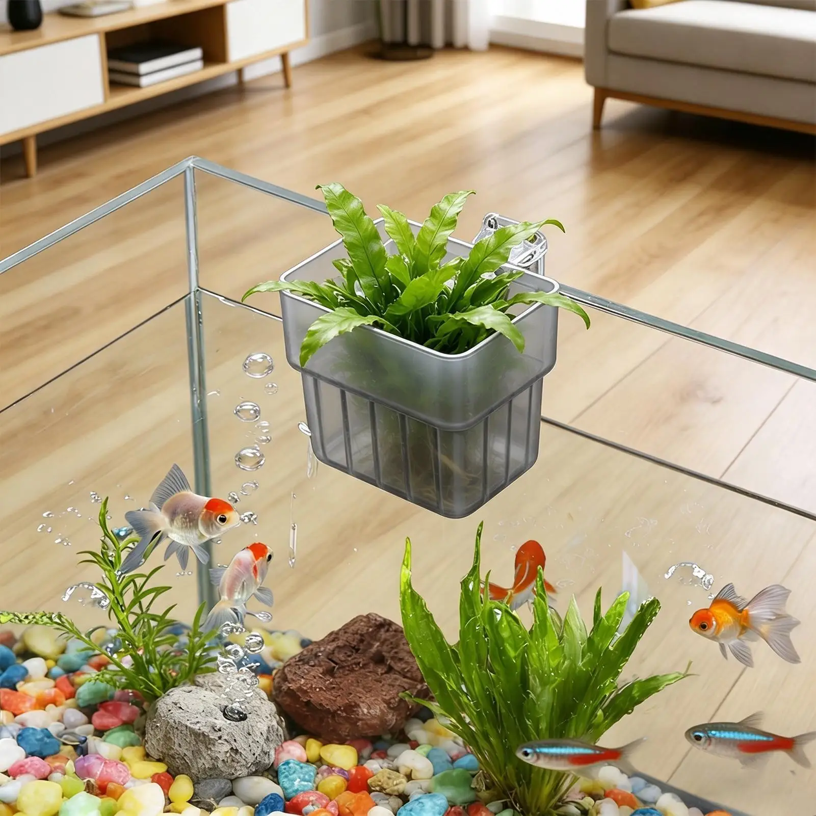 1PC Transparent Planting Holder Household Water Grass Planting Cup Wall Mounted High Transparent Fish Tank Landscapes Decor