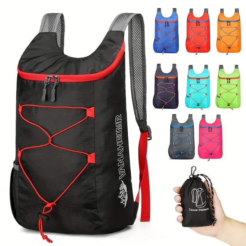 Lightweight Folding Backpack, Suitable for Hiking, Travel, Outdoor Adventures, Adjustable Shoulder Straps, Multiple Compartments
