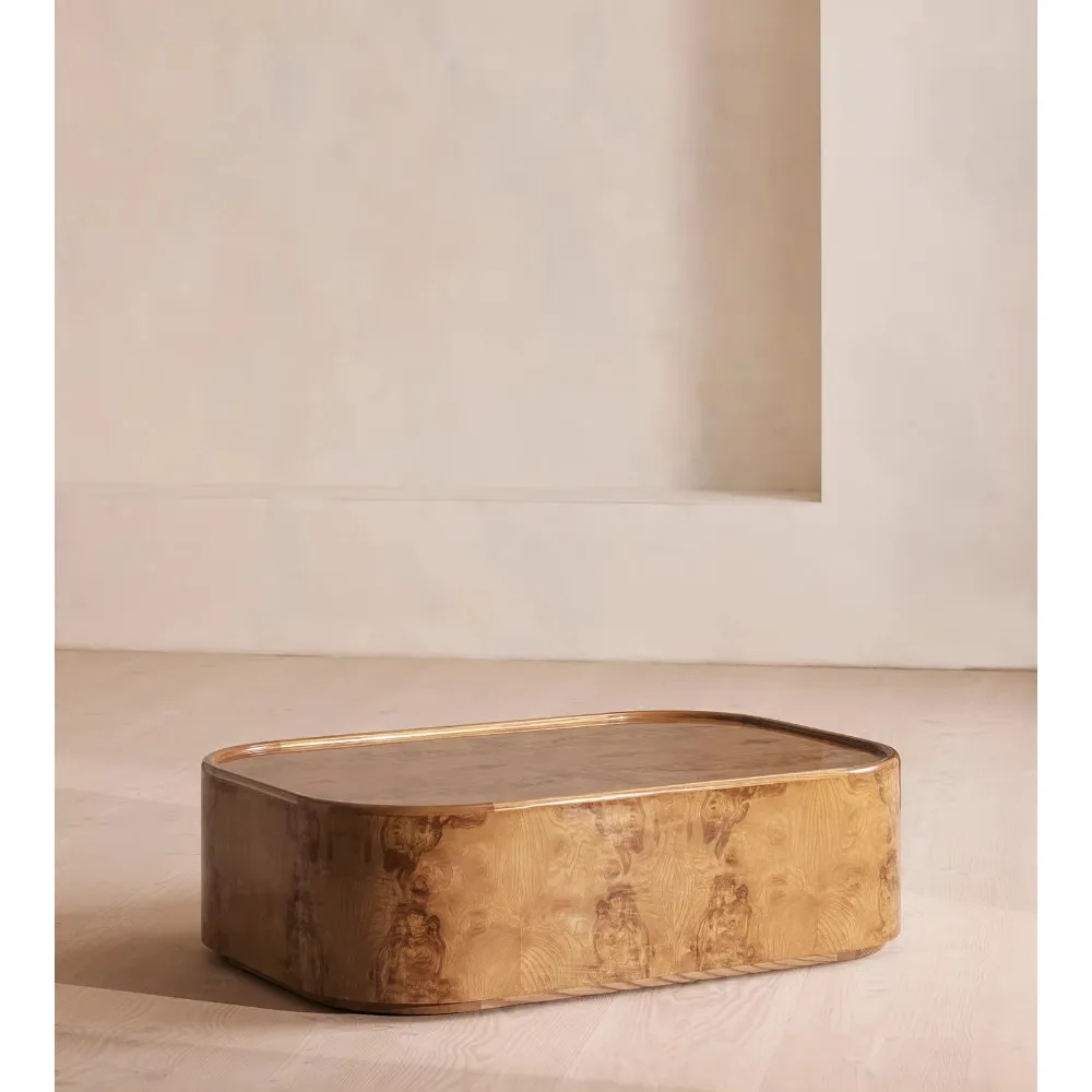 Nordic Natural Olive Ash Burl Living Room Coffee Table Luxury Modern Wood Coffee Table