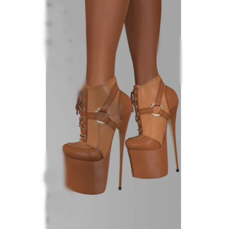 

Черные ботинки на платформе со шнуровкой до середины икры, с круглым носком, на тонком высоком каблуке, пикантная модная зимняя повседневная женская обувь большого размера, Zapatillas Mujer