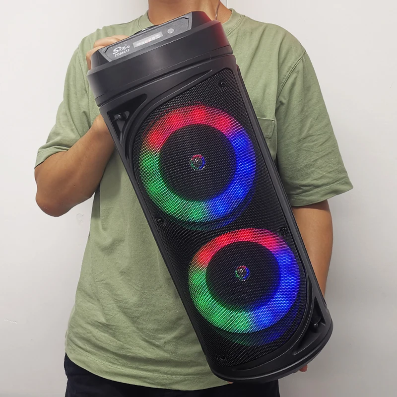 Altavoces Bluetooth de baile cuadrado al aire libre de alta potencia de 40W, subwoofer de escritorio para el hogar, efecto de luz LED, altavoces k-song con micrófono