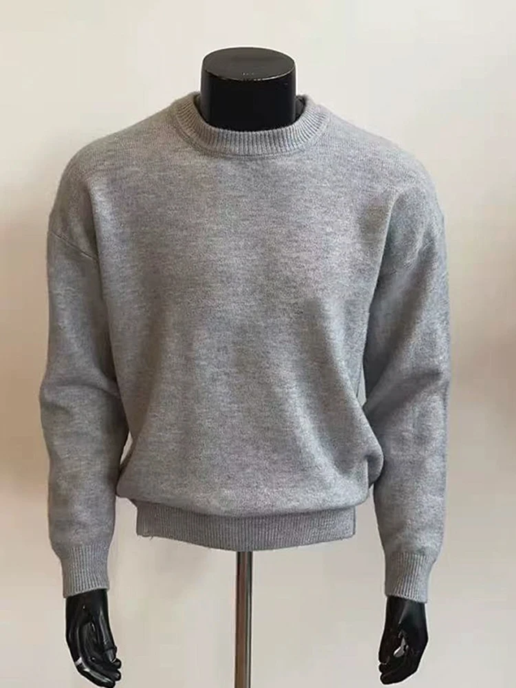 

American Sle ey Men's Knitted Sweater Autumn Winter Lazy Faion High End Soft Loose Fit Long Sve round Ne Base Laye...
