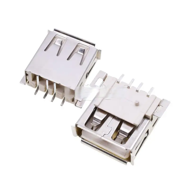 50 قطعة مصلحة الارصاد الجوية USB نوع-A أنثى المقبس USB-A واجهة 180 درجة موصل سالب مقاومة درجات الحرارة العالية كامل مصلحة الارصاد الجوية حواف كرة لولبية