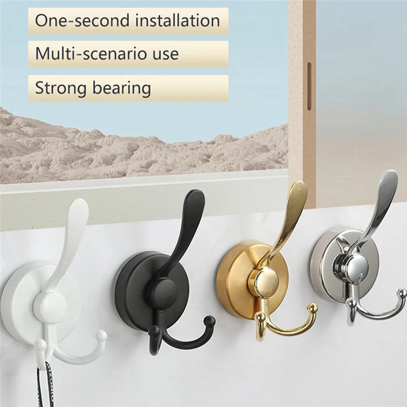 

Versatile 2Pcs Stainless Steel Sucker Double Hook Punch-Free Powerful Sucker Hook Reusable Rust-Proof Clothes Hook
