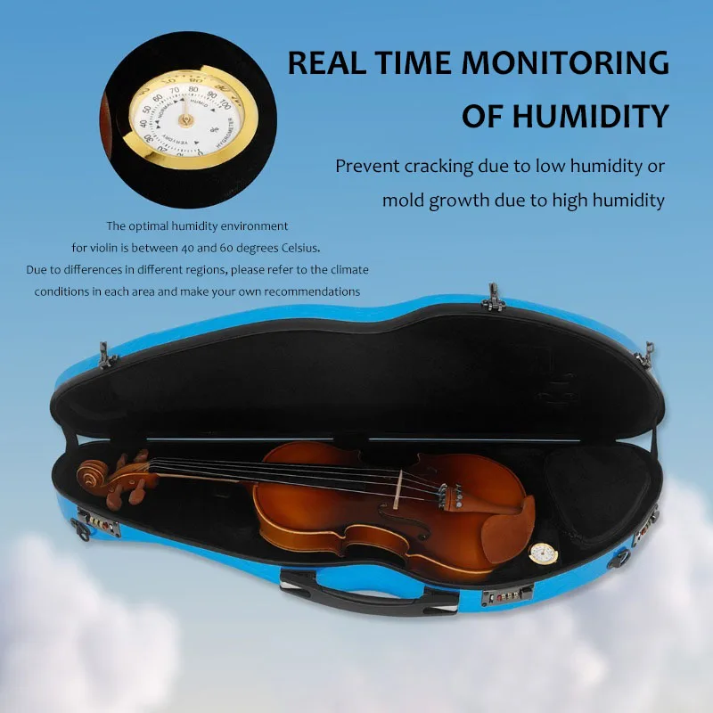 4/4 Fiberglass Luxury Violin Box Shoulders Portable Drop-proof Stress-resistant Triangle Violin Box Musical Instrument Accessory