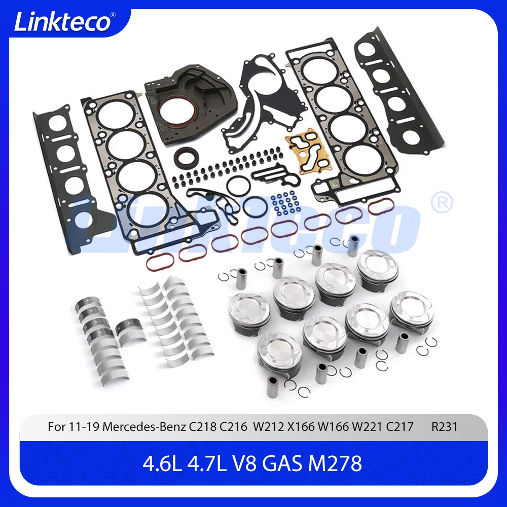 Engine Full Gasket Set Piston Main Con-rod Bearing Kit For 11-19 4.6 4.7 L Mercedes-Benz M278 C218 W212 X166 W166 W221 4.6L 4.7L