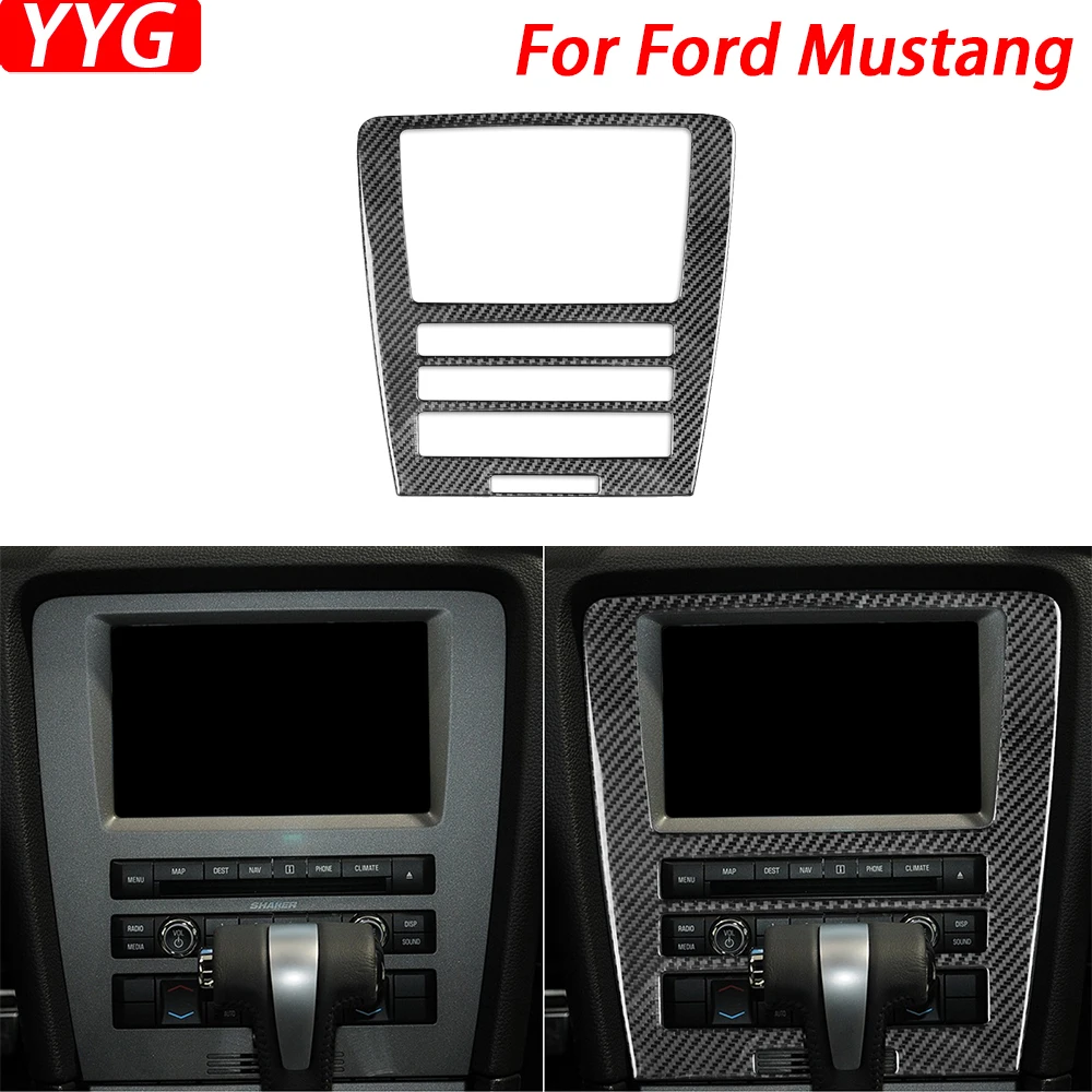 

For Ford Mustang 2009-2013 Accessories Carbon Fiber Central Control Navigation Panel Trim Cover Car Interior Decoration Sticker