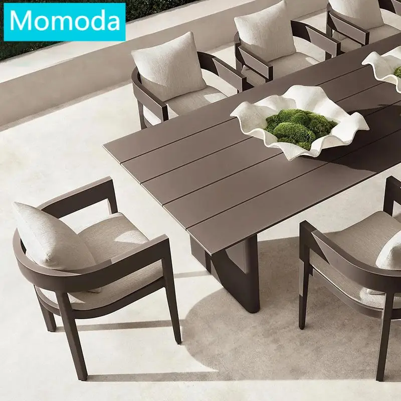 

Modern Outdoor Aluminum Dining Table and Rattan Rope Chair Set for Hotels Restaurants Cafes for Garden Projects