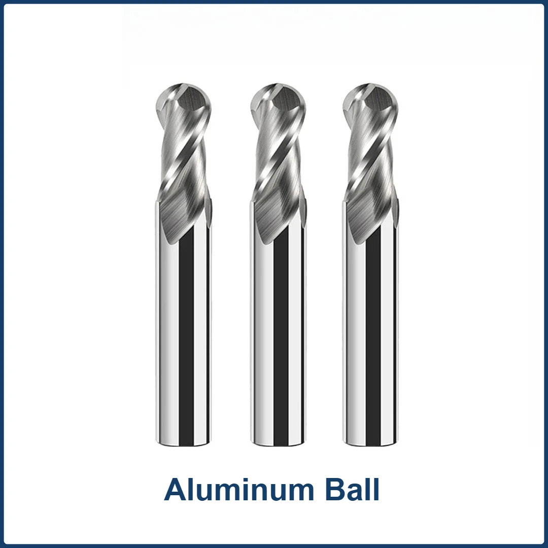 

HRC55 EndMill Special for Aluminum Ball Nose Milling Cutter Tools Carbide 2 Flutes Spherical CNC End Mills Spiral Cutters