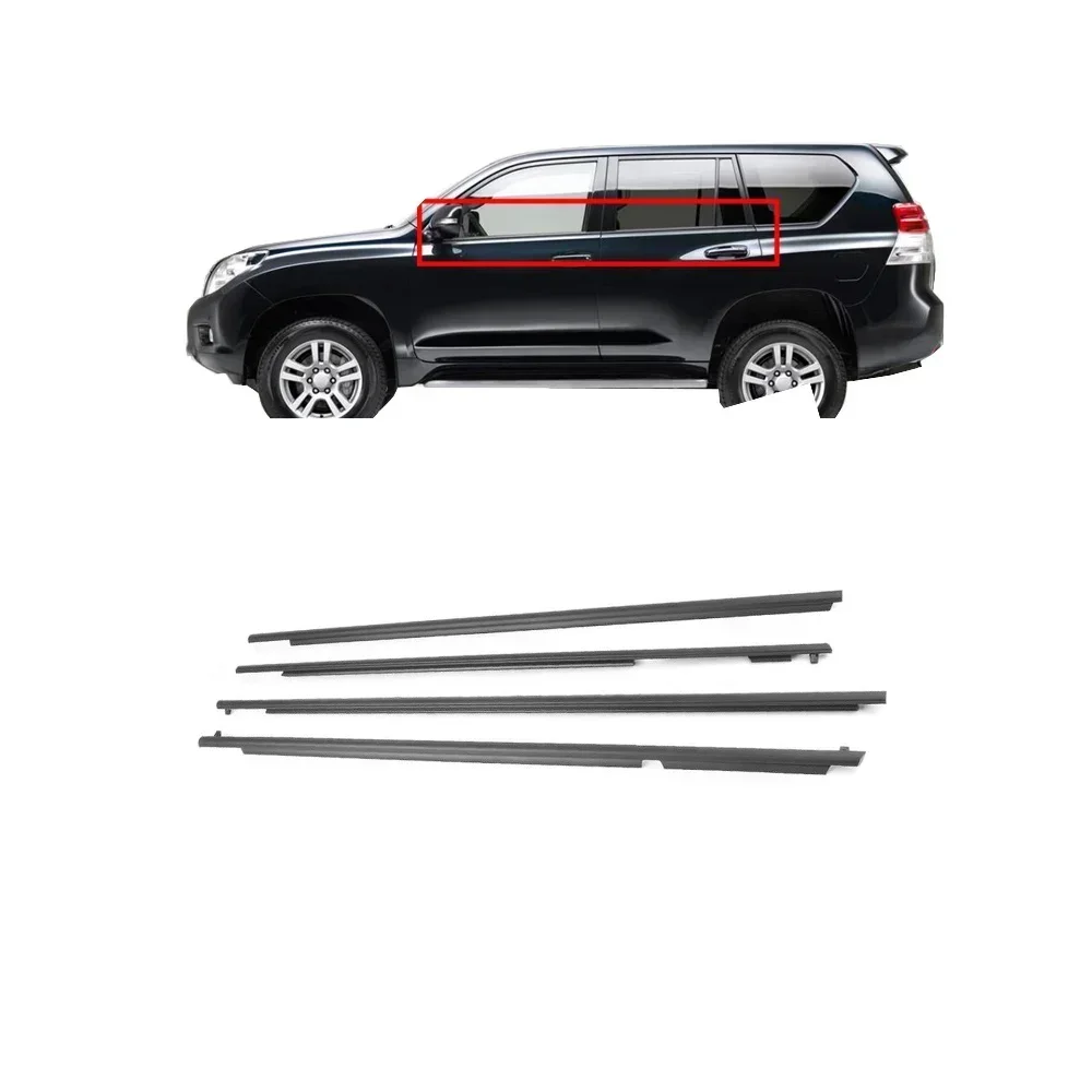 4 Pieces Chrome or Black Out Weather Strip Moulding for Land Cruise Prado 2010--2018 Weatherstrip Window Glass Seal 75711-60071