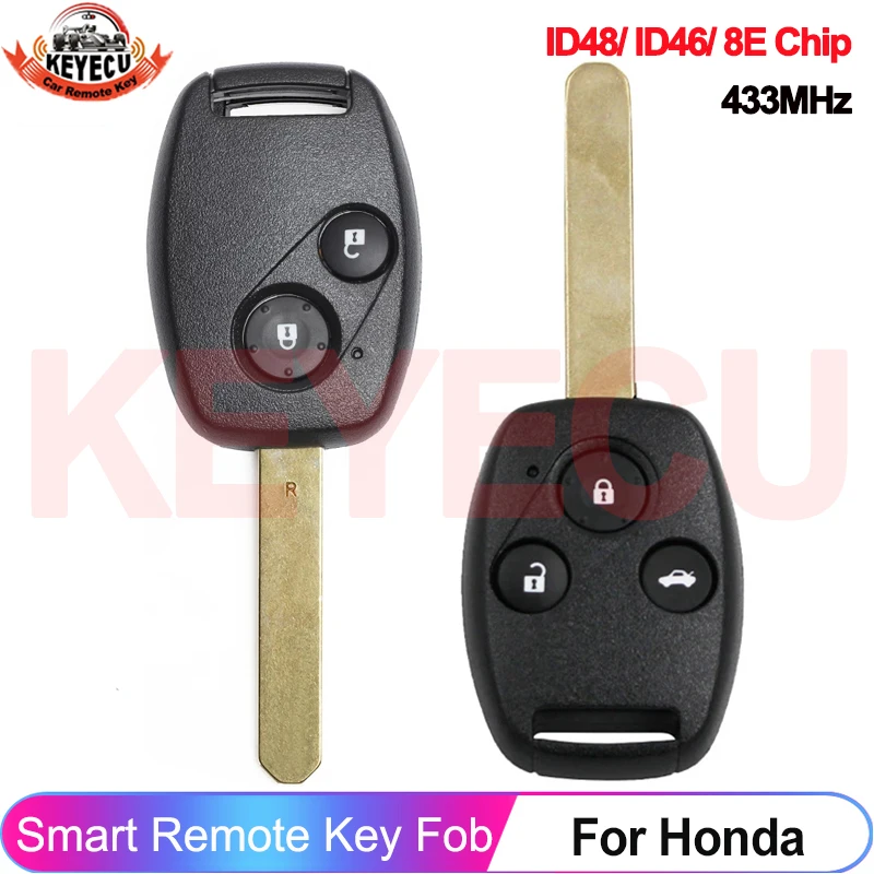 KEYECU 2/3 Przyciski 433MHz ID48 ID46 Chip 8E Do Honda Accord 2003 2004 2005 CR-V 2005 2006 Civic Pilot Zdalnego Sterowania Samochodem