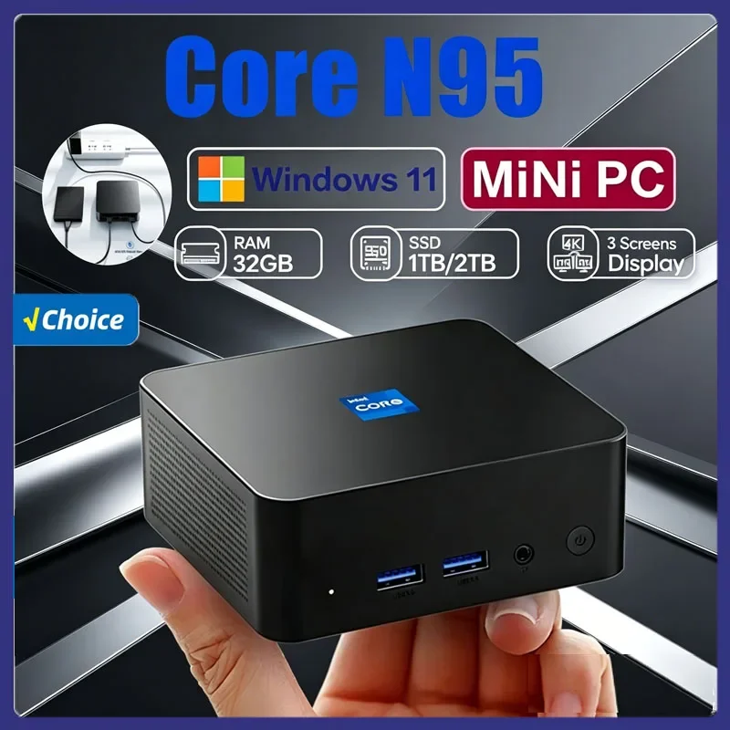 2026 Zephyrine Windows 11 Pro Core N95/N150 Mini PC 16GB RAM 1/2TB M.2 SSD WIFI6 BT5.2 4K 60Hz HD Arcadian Mini Gaming Pc Lithe