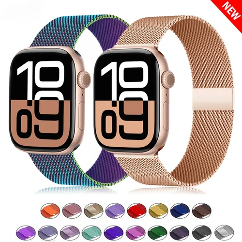 Imagen 2 del producto Bucle milanés para correas de Apple Watch 45mm 44mm 40mm 41mm 42mm-46mm pulsera deportiva iwatch serie 8 7 6 5 4 3 SE 9 10 Ultra 2 49mm