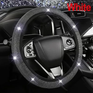 Tampa do volante do carro do diamante para mulheres, feminino, ofuscado, bling, strass, proteção 6 principais vendas capa volante girly - №1