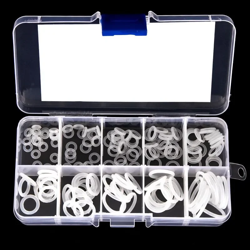 150pcs VMQ O Ring Seal Gaskets White Silicone O-Ring Insulated Waterproof High Temperature Resistant Gasket Washer Kit