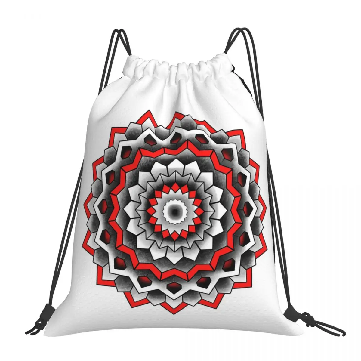 Mandala Desgin Backpacks Casual Portable Drawstring Bundle Pocket Sports Bag Book Bags For Travel Students