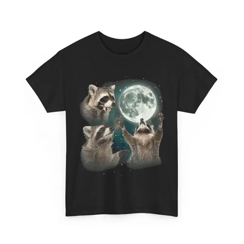 Raccoon T shirt 3 Racoons Howling At Moon Funny Weird Cursed