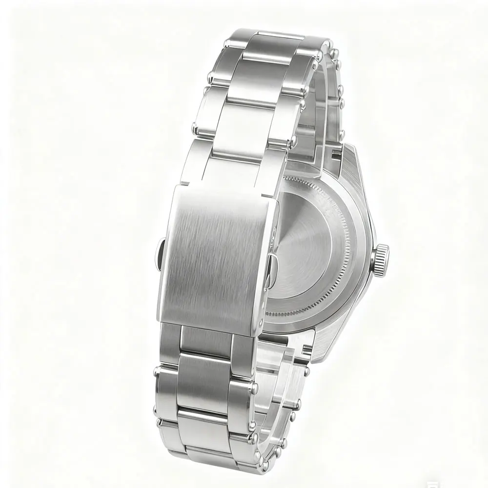 Orologio da uomo con logo personalizzato da 39 mm quadrante sterile NH35 orologio meccanico automatico orologio da polso in vetro zaffiro impermeabile bracciale in acciaio