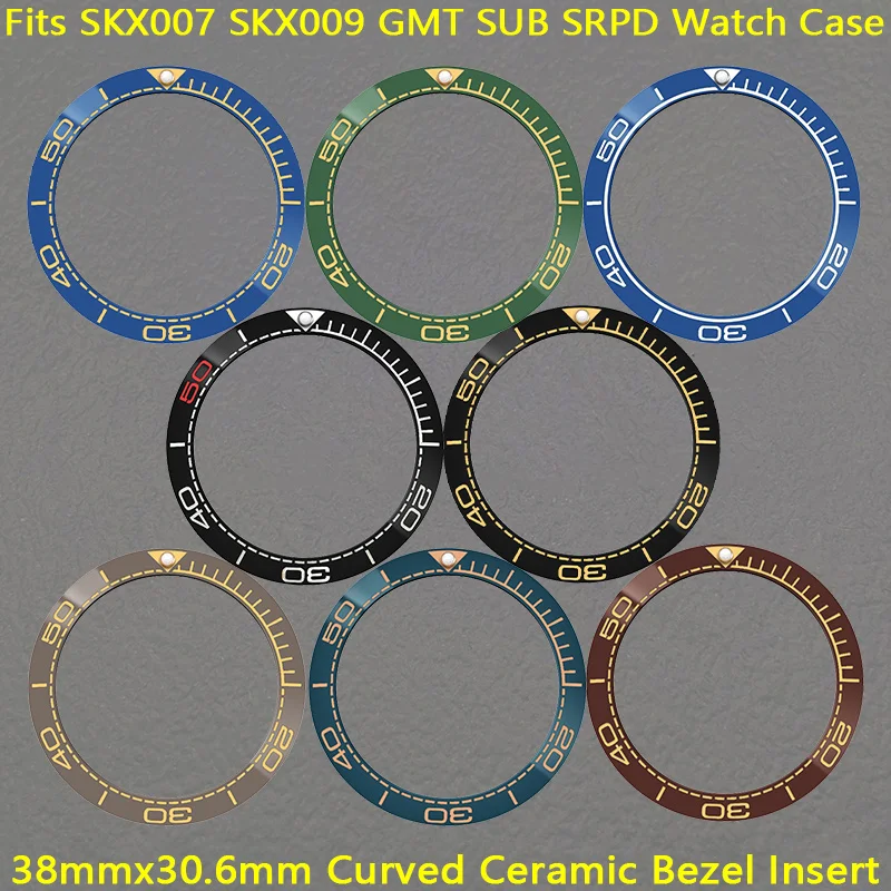 

NH35 Watch Bezel Insert 38mmx30.6mm Curved Ceramic Fits SKX007 SKX009 SUB GMT Diving Case NH35 NH36 Movement Watch Refit Parts