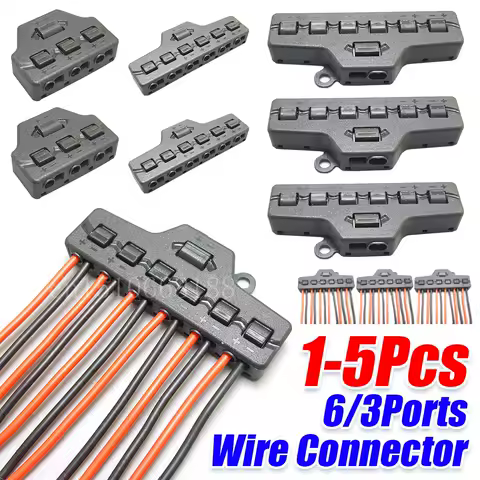 3/6 Ports Push-in Fast Quick Wire Connector Distribution Wiring Cable Splitter for LED Lighting Terminal Block