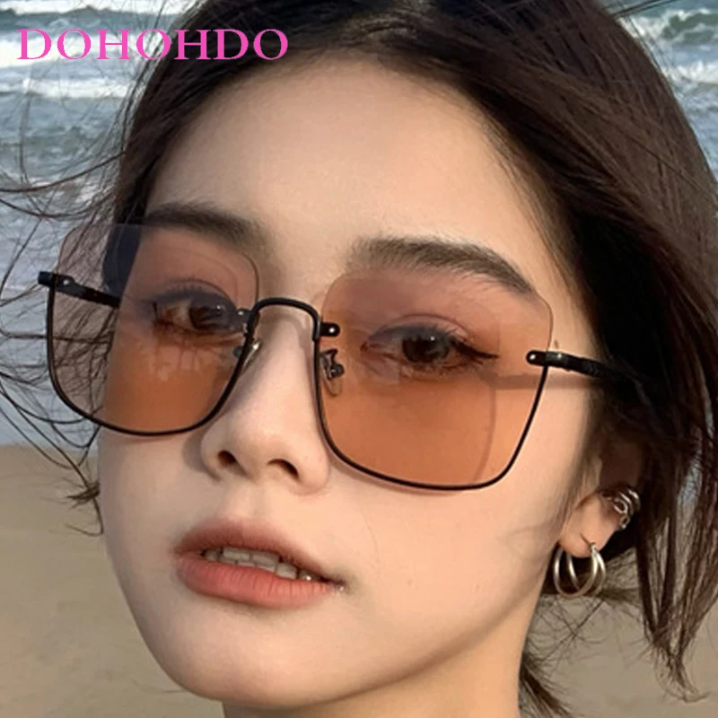 

Fashion Half Square Frame Metal Leg Women Sunglasses Design Brand Men Sunglass Drive Shade Summer Travel Trendy Eyewear UV400
