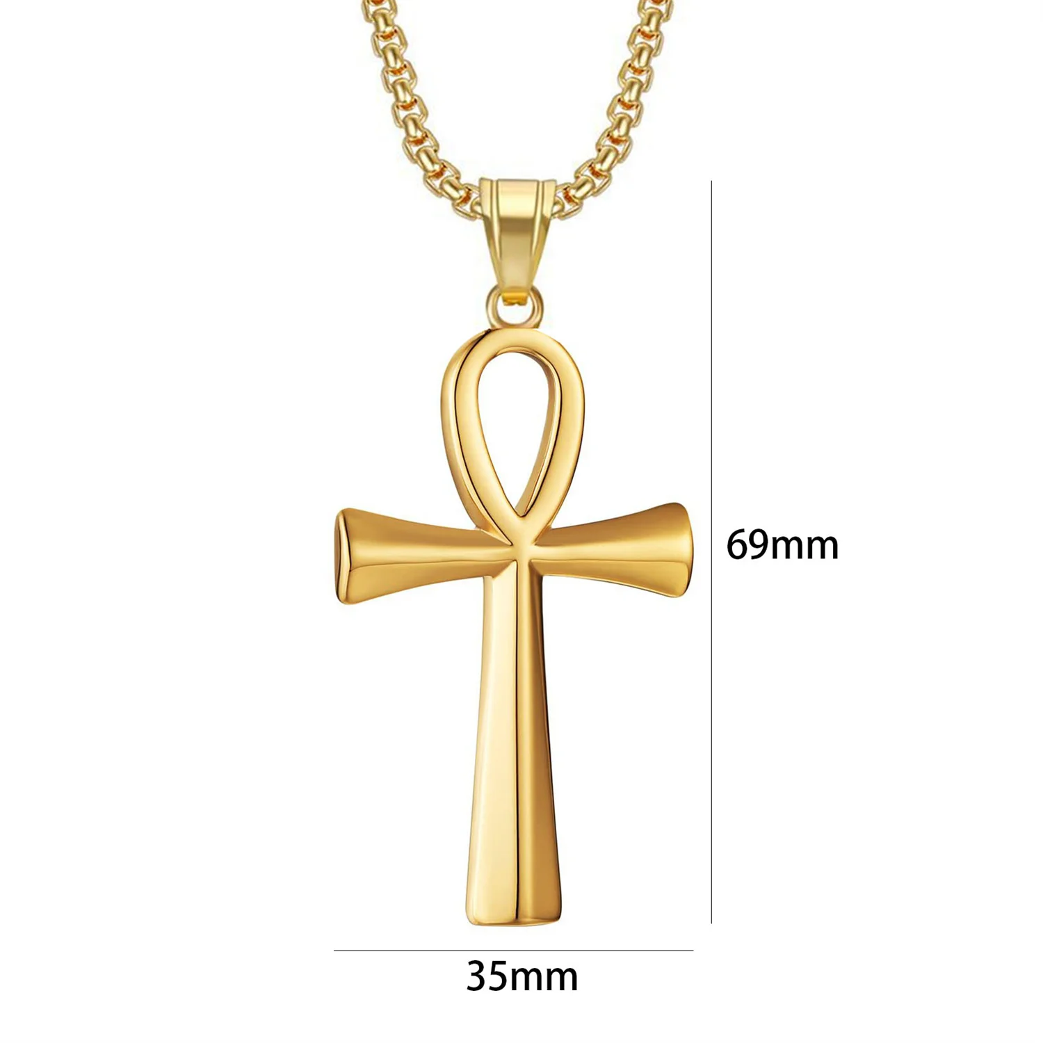 Egyptian Ankh Cross Charm Pendant Dropshipping Gold Color Stainless Steel Amulet Necklace for Men Ancient Egypt Jewelry Gift