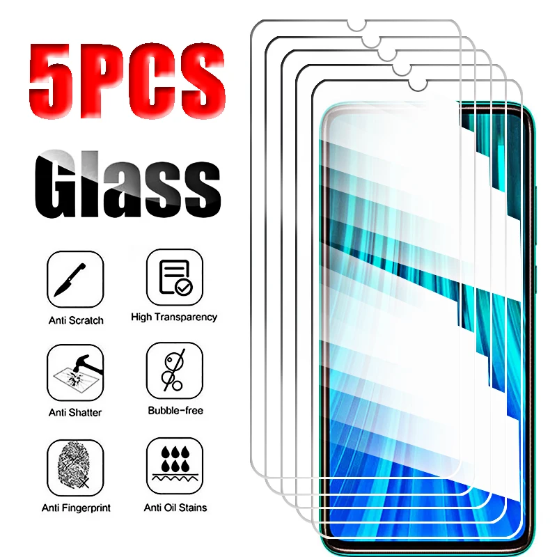 5Pcs Full Tempered Glass for Xiaomi Redmi Note 8 Pro 8A Screen Protector Redmi Note 8 8Pro 8 A Protective Glass Film Note8Pro