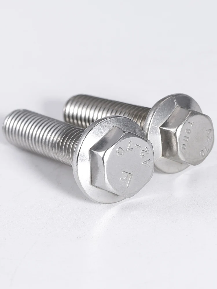 M4 M5 M6 M8 M10 M12 304 A2-70 / 316 สแตนเลส GB5789 หกเหลี่ยมหัว Serrated หน้าแปลนสกรู Hex เครื่องซักผ้าหัว Bolt