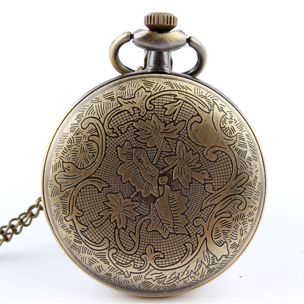 Dames Heren Quartz Zakhorloges Vintage Mode Charme Bronzen Pocket Fob Horloge Ketting Hanger Met Ketting Geschenken