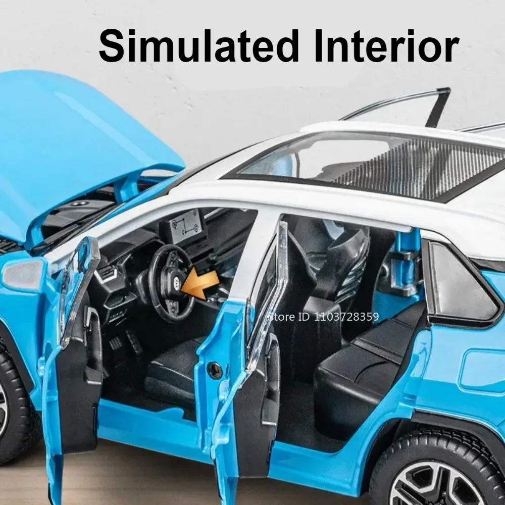 1:22 Scale RAV4 I8 รถของเล่นเครื่องประดับรุ่นโลหะผสมDiecastเสียงประตูเปิดดึงกลับยางยางรถของเล่นเด็กของขวัญ