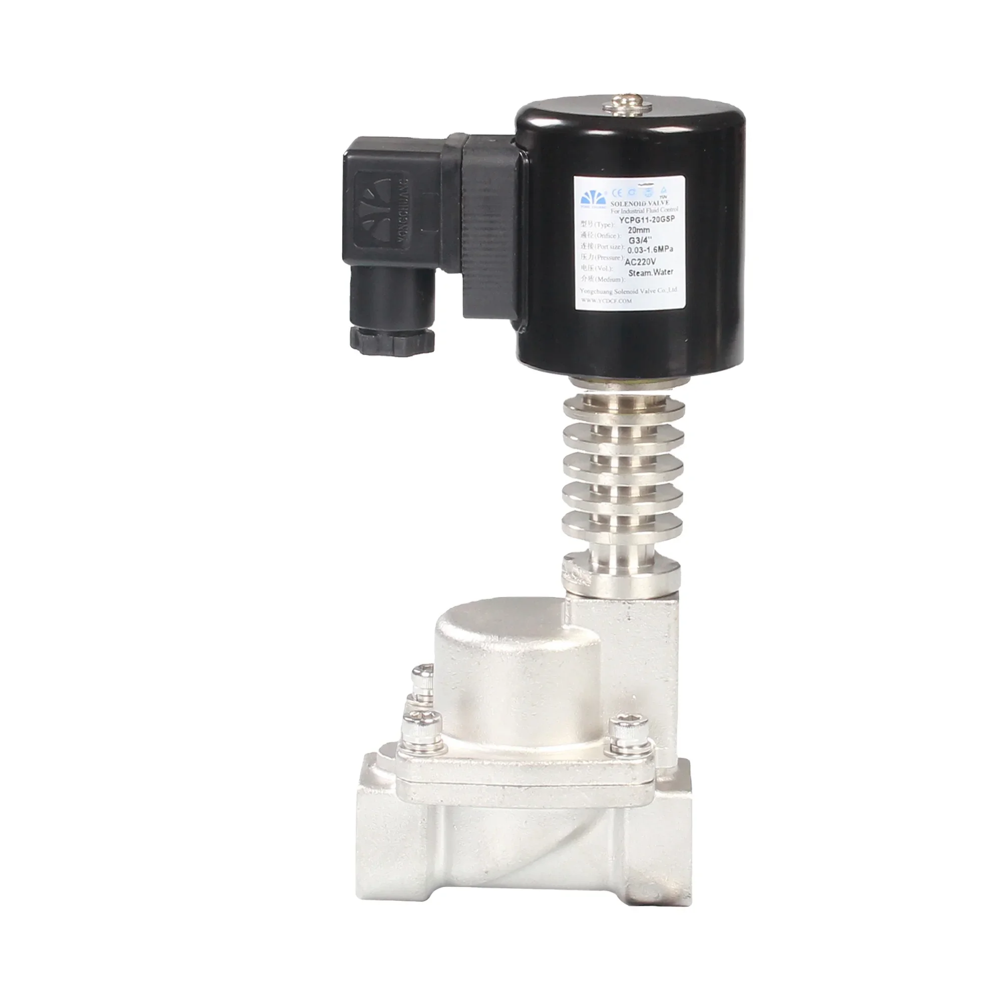 Yongchuang YCPG11 CE Approved Brass Stainless Steel High Temperature Piston PTFE Solenoid Valve For Hot Oil