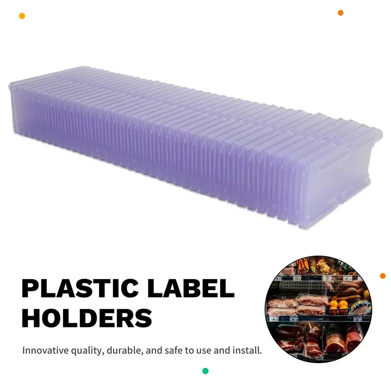ABRI-140PC 8X4.2Cm Clear Plastic Label Holders For Wire Shelf Retail Price Label Basket Labels For Storage Bins