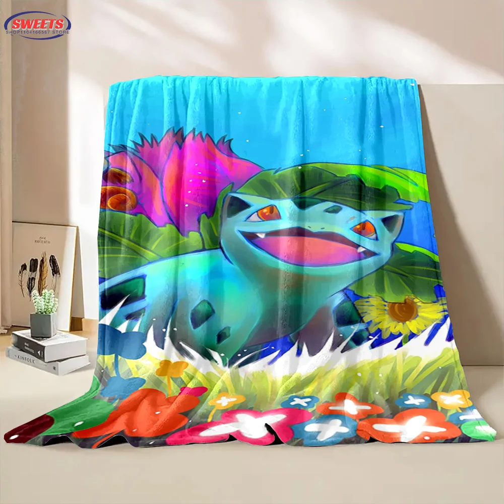 Pokemon Bulbasaur Ivysaur Venusaur Flannel Blanket for Bed Bedroom Sofa Picnic,Throw Blanket for Cover Outdoor Leisure Nap Gifts