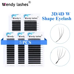 5 Pcs/Lot 3D/4D/5D W Shape Lashes Wholesale C/D Curl Premade Volume Fan Eyelash Extension Individual Lash Supplies Wendy Lashes